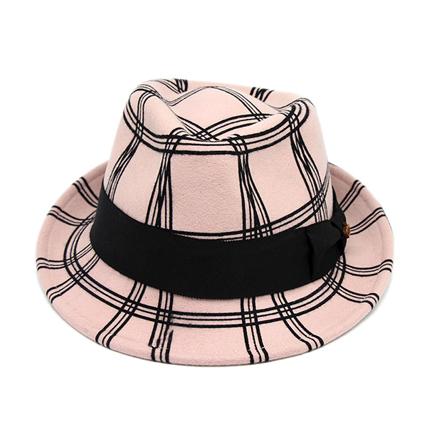 Checked Wool Felt Hat