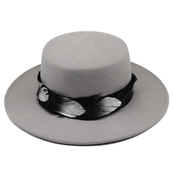 Feather Trimmed Wool Felt Hat