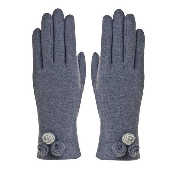 Women rosette faux suede polyester Gloves-GF006