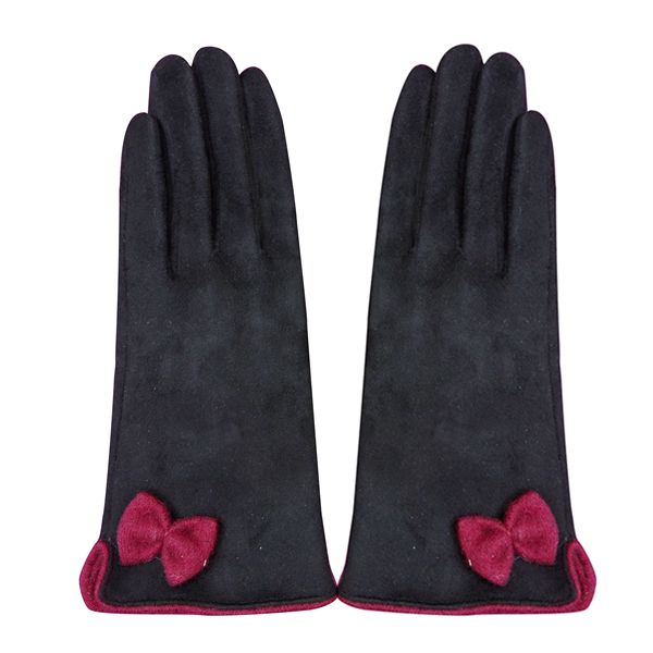 Women fake suede polyester gloves-GF010