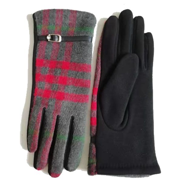 Women Checked Wool Gloves-GF016