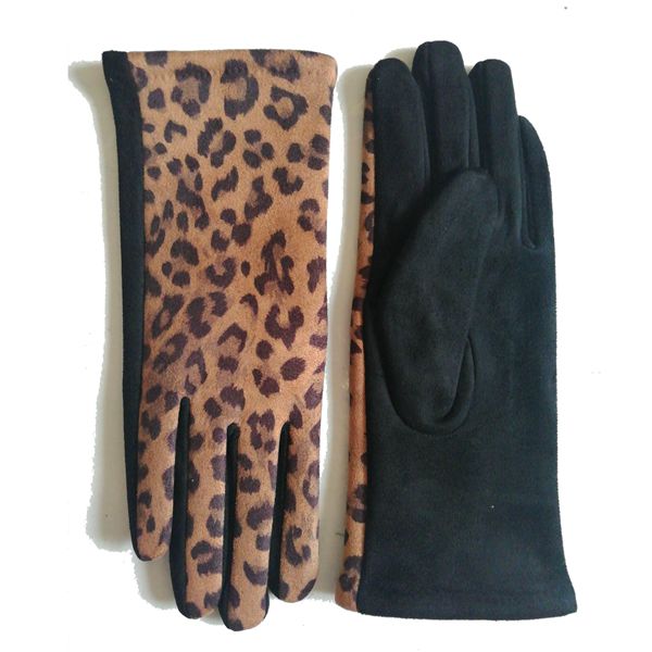 Bestselling Women Leopard Faux Suede Glove-GF014