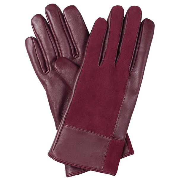 Women Leather gloves with Suede Trim-GW025